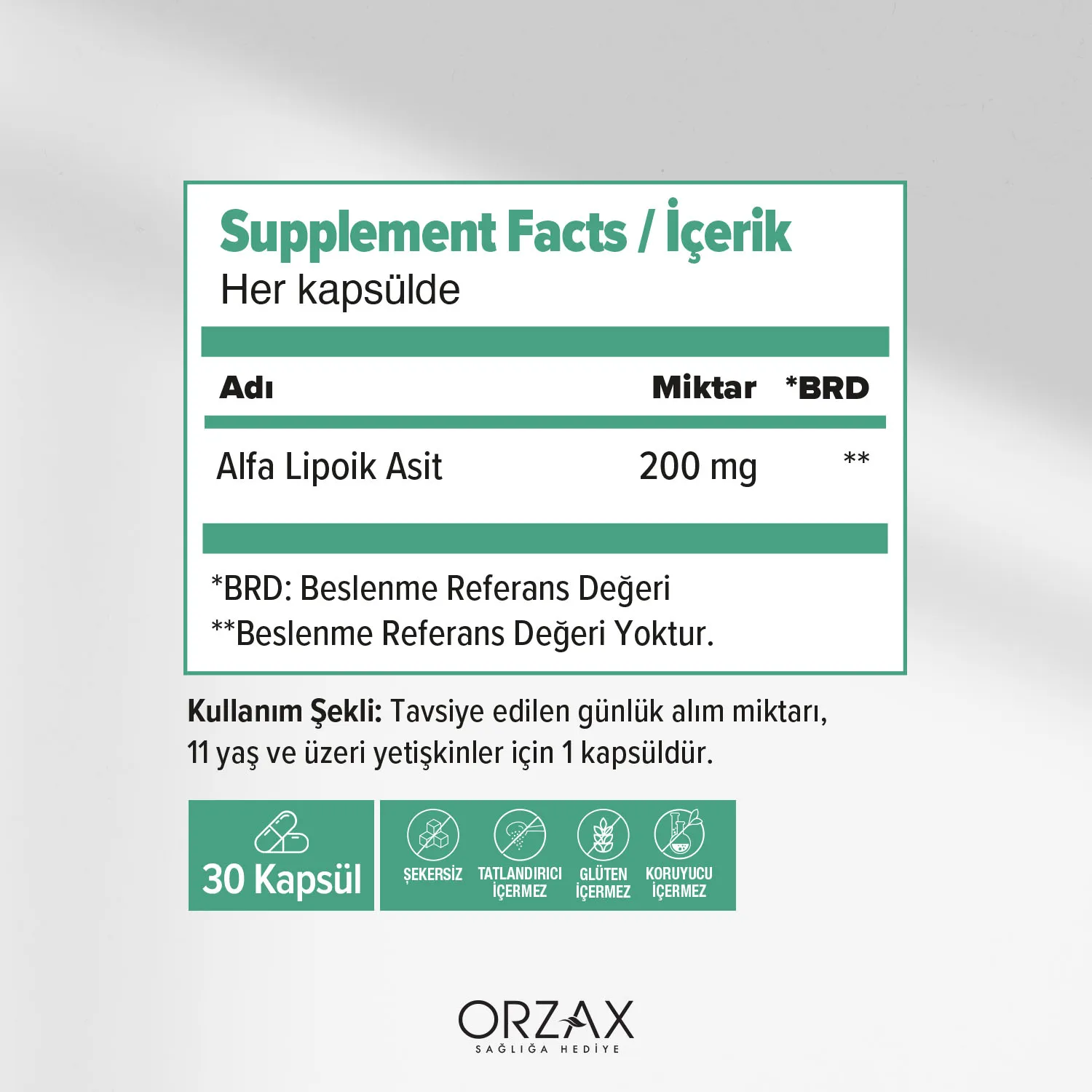 Ocean Alfa Lipoik Asit 200 mg Bitkisel Kapsül Ocean Alfa Lipoik Asit 200 mg Bitkisel Kapsül - Görsel 2