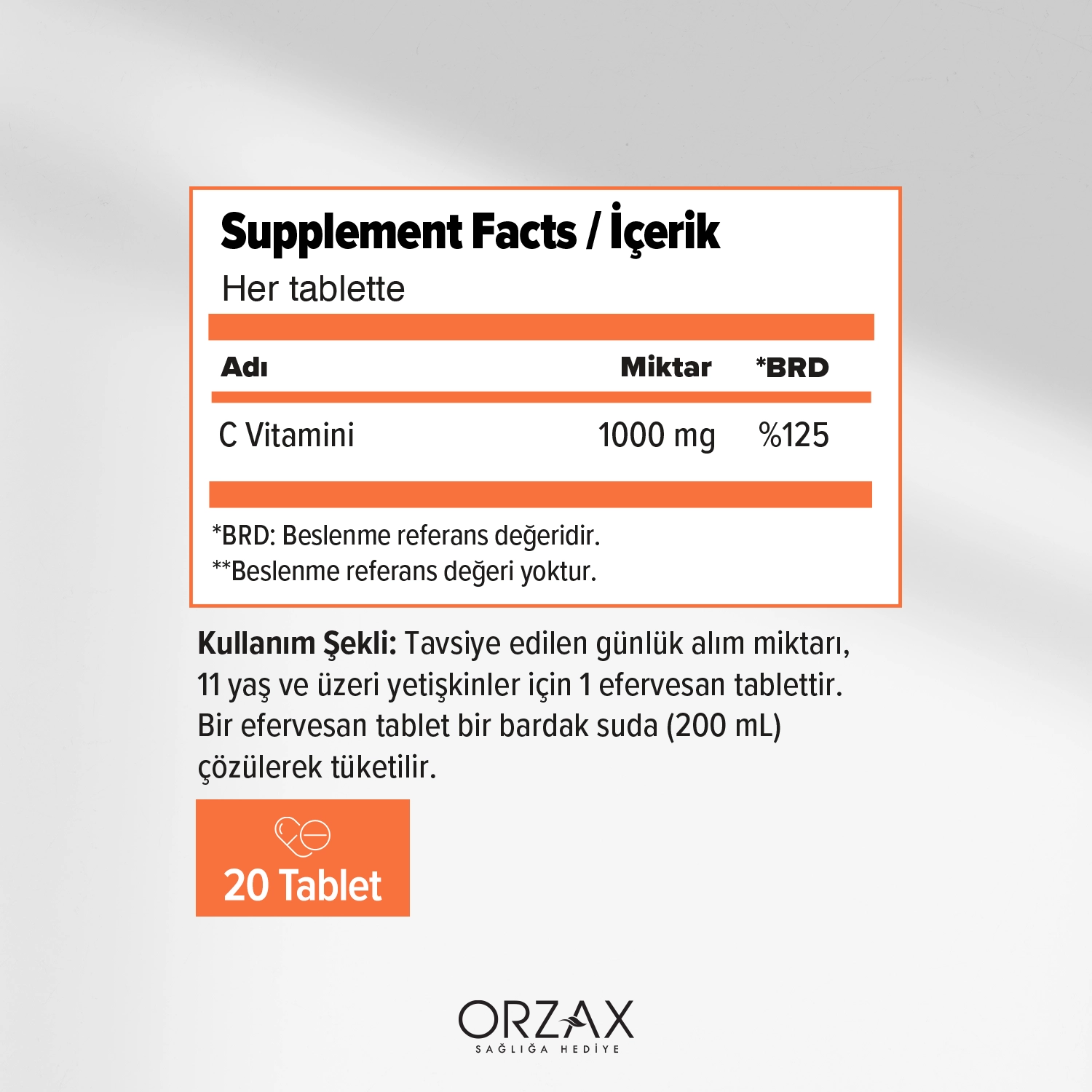 Efervit Vitamin C 1000 mg 20 Efervesan Tablet Efervit Vitamin C 1000 mg 20 Efervesan Tablet - Görsel 2